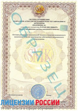 Образец сертификата соответствия (приложение) Железноводск Сертификат ISO 13485